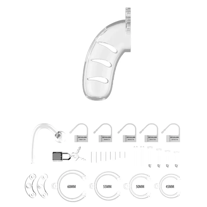 So Luxe Male Sex Toys Man Cage 11 Male 45 Inch Clear Chastity Cage With Anal Plug