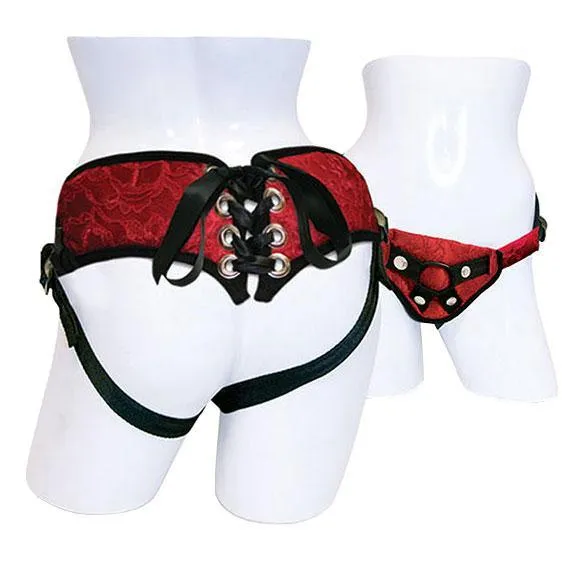 Sportsheets Female Sex Toys SportSheets Red Lace With Satin Corsette Strap On Sportsheets Female Sex Toys SportSheets Red Lace With Satin Corsette Strap On