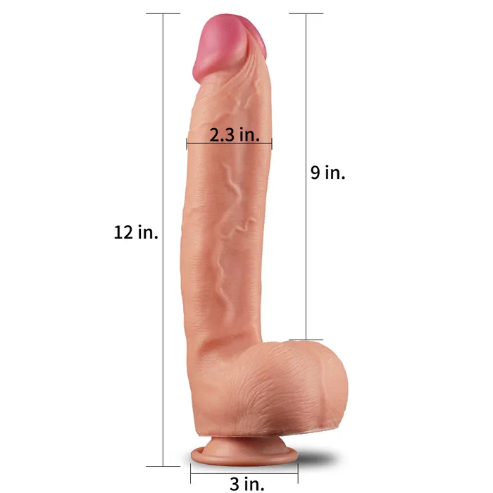 Lovetoy 12 Dual Layered Platinum Silicone Cock Flesh Lovetoy Dildos