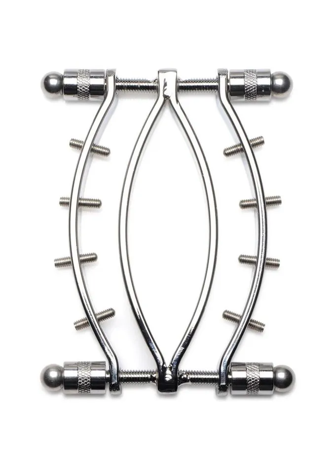 Master Series Spread Em Poker Stainless Steel Labia Clamp with Adjustable Pressure Screws Master Series Male Sex Toys