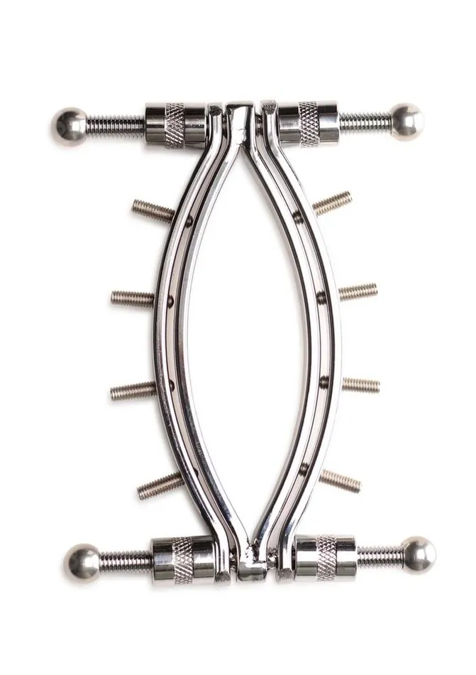 Master Series Spread Em Poker Stainless Steel Labia Clamp with Adjustable Pressure Screws Master Series Male Sex Toys