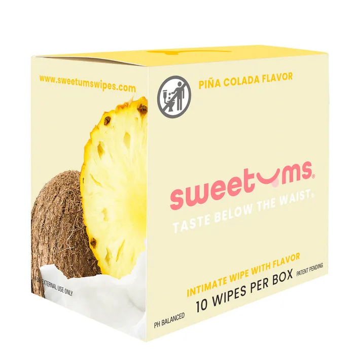 Sweetums Female Sex Toys Sweetums Intimate Wipes Pina Colada Flavor 10 ct
