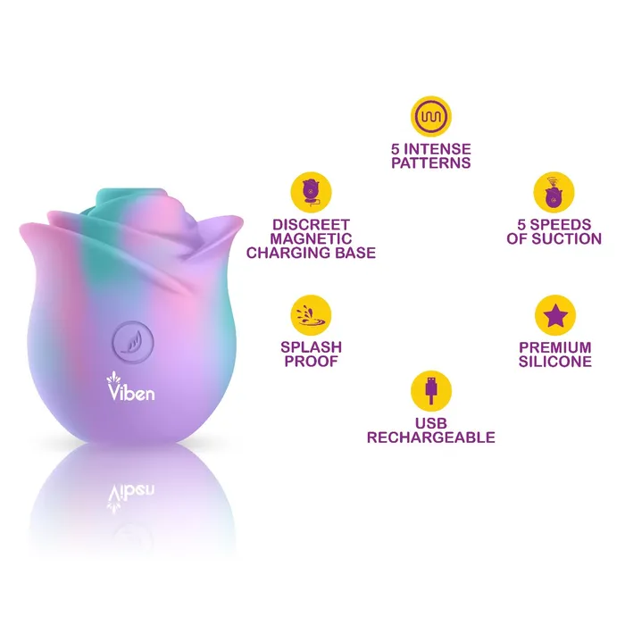 Viben Vibrators Zen Rose Clitoral Nipple Rose Vibrator Unicorn